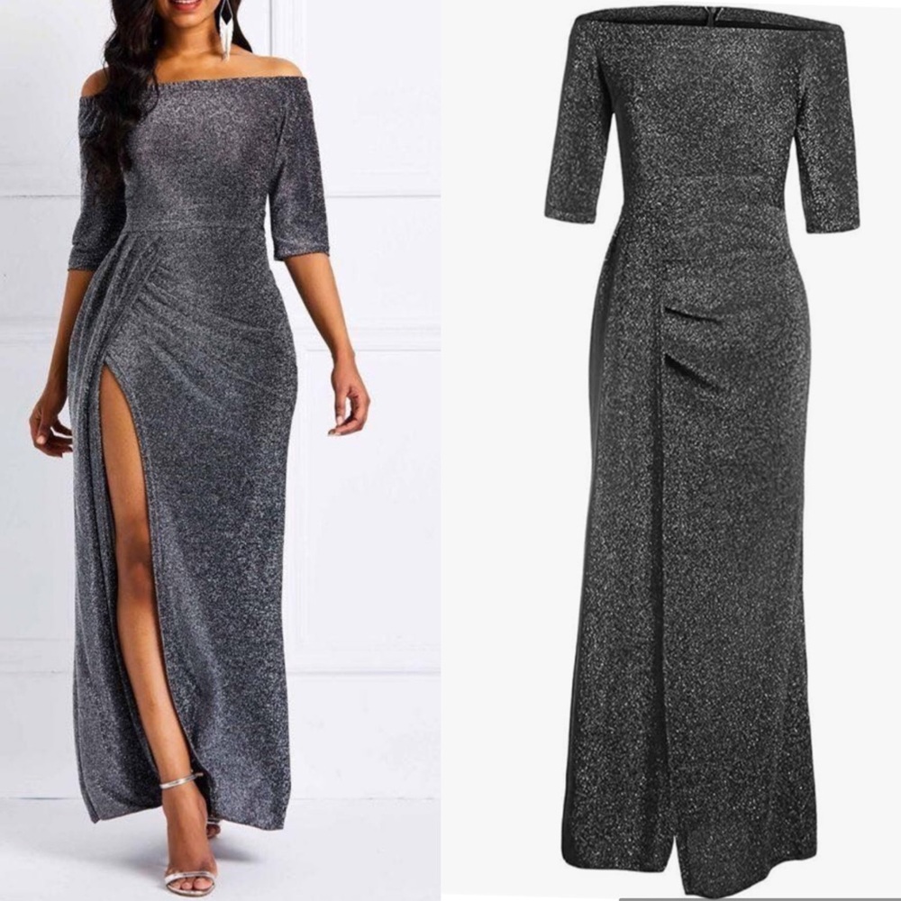 Gray maxi Occassion Dress - Picture 3 of 15